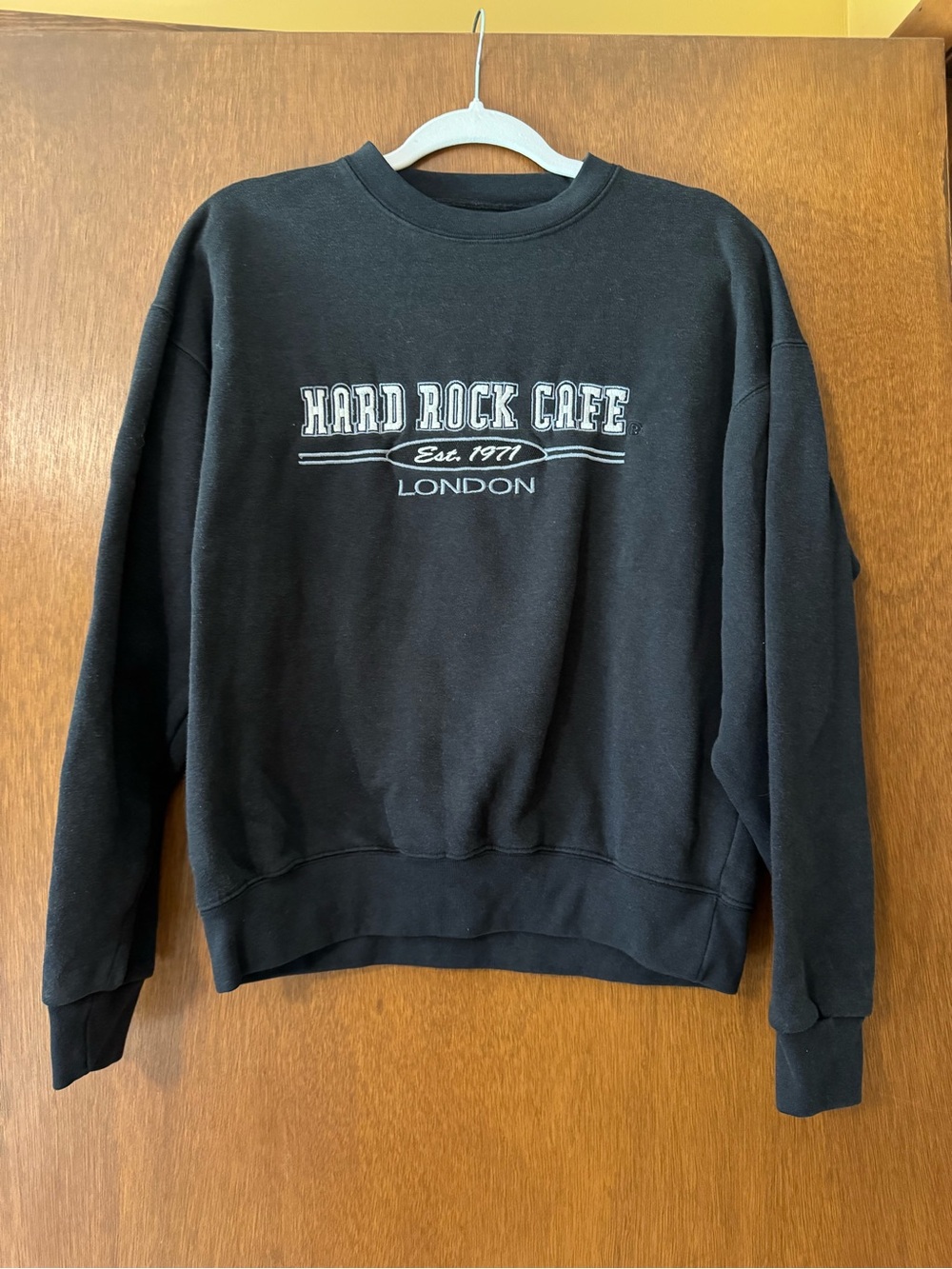 Hard Rock Cafe London Black Crewneck Sweatshirt with White Logo
